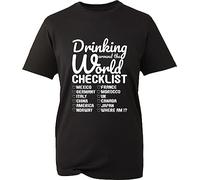 Drinking Around The World Checklist Funny Epcot T-Shirt Vacations Holiday Destination Cartoon Lovers Gift for BF/GF Gift for Family & Friends Birthday Xmas Gift Unisex Tee Top (Black, M)