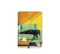 Drinking Black Cat Lying On The Couch Car Air Fresheners 4 Pcs Hanging Scented Cards Fragrance Scented Cards For Car Aromatherapy Tablets