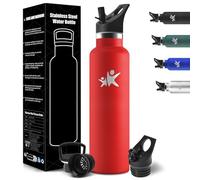 Drinking Bottle 1 Litre, BPA-Free, Stainless Steel, Thermos Flask, Leak-Proof Insulated Flask, Double-Walled, Water Bottle, Thermos Flask, with Straw, Water Bottle, Suitable for Carbonated Drinking