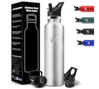 Drinking Bottle 1 Litre, BPA-Free, Stainless Steel, Thermos Flask, Leak-Proof Insulated Flask, Double-Walled, Water Bottle, Thermos Flask, with Straw, Water Bottle, Suitable for Carbonated Drinking