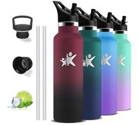 Drinking Bottle, 1 Litre Stainless Steel, Thermos Flask with Straw, BPA-Free Insulated Flask, Double-Walled, Leak-Proof, Can Be Carried, Water Bottle for Hiking, Yoga, Gym
