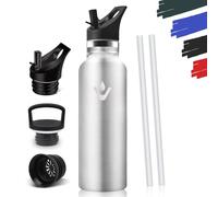 Drinking Bottle 750 ml, BPA-Free, Leak-Proof Insulated Flask, Double-Walled, Water Bottle with Straw, 18/8 Stainless Steel, Thermal Flask Suitable for Carbonated Drinks, Stainless Steel