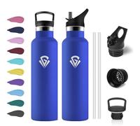 Drinking Bottle 750 ml, Leak-Proof Thermos Flask with Straw, Suitable for Carbonated Drinks, Vacuum Stainless Steel Drinking Bottle, Insulated Flask, BPA-Free, Water Bottle for Fizz, School, Bike