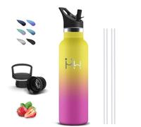 Drinking Bottle 750 ml Stainless Steel BPA-Free Sports Thermos Bottle with Straw Cold 24 Hours Cold & 12 Hours Warm Water Bottle Suitable for Hiking Camping Yoga Fitness