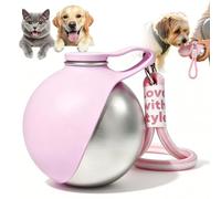 Drinking Bottle for Dogs on the Go, Cats Dogs Drinking Bottle, Stainless Steel, 285 ml, Leak-Proof Dog Drinking Bottle with Foldable Silicone Bowl, for Walks, Hikes and Travel (Pink)
