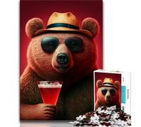 Drinking Brown Bear 2000 Piece Jigsaw Puzzles for Teenagers,Educational Games Home Decoration Artists Collection,Fine Art 70x100cm