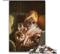 Drinking Cat Adult Jigsaws 1000 Pieces Difficult, Educational Stress Relief Toy for Is Ideal As A Gift for The Whole Family (26x38cm)