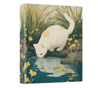 Drinking Cat Buttercups Teal Blue 3 - Ring Binders with 1.57" Round Rings Fit 200 Sheets of 8.5x11 Inches Paper for Classroom School Home Office Meeting, 12.4x10.63x2.36 Inches