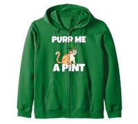 Drinking Cheeky Thirsty Leprechaun Cat Purr Me A Pint Zip Hoodie