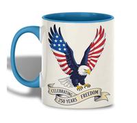 Drinking Cup Celebrating Freedom Bald Eagle USA 250 Mug with Handles | Kitchen 330ML Porcelain Mug Durable Porcelain Mugs for Love's day Hot Cocoa Christmas