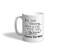 Drinking Cup in The Morning When I Rise Give Me Jesus Mug Office 330ml | Tea Cup Thick Porcelain Mug for Friends Women Men