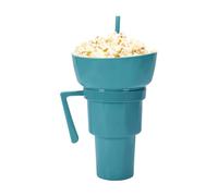 Drinking cup, thermal tumbler with integrated snack bowl, space-saving container for drinks and popcorn with handle for on the go, camping, picnic, cinema, dessert, family