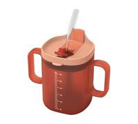Drinking Cups for Elderly - 300ml Elderly Spill Proof Cups | Unspillable Cup with Handles Elderly Drinking Cup | Beakers for Elderly | Feeding Cup with Lid and Straw for Elders