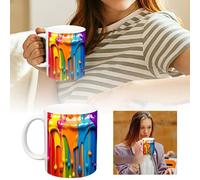 Drinking Flask Color Changing Mug, Ceramic Cup Reveals Hidden Design When Hot, Heat Sensitive Discoloration Coffee Mugs Funny for Birthday, Christmas (Orange, One Size)