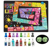 Drinking Game for Adults - Large Rubber Mat Drinking Board Game with Glow Dice, Mini Bottle Game Pieces - Funny Party Game for Game Night,or Any Occasion, 2-8 Players, Age 21+ (Colorful Basic)