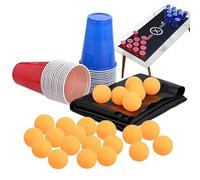 Drinking Games Table Tennis Party Set - 180x60cm PVC Waterproof Interactives Game Mat With Cups Balls Social Group Entertainment Kit Adults Couples Friends Activity | Birthday Weekend Gathering Team