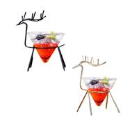 Drinking Glass, 2 Pcs Creative Cocktail Glass Cup with Deer Shaper Iron Art Holder, Iron Art Cup, Deer Shape Metal Cup Modern Geometric Room Decoration, Iron Art Cup Wine Cups Cocktail Cup(Gold)