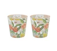 The Leonardo Collection Jennifer Rose Oranges & Lemons Glasses Set of 2 Glass 280ml for Home & Restaurants | Durable Glass for All Type of Drinks | Drinking Glasses Gifts for Women & Men