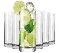 Drinking Glasses Set of 6, 16oz Crystal Highball Glasses, Clear Tall Glass Cups,Water Glass for Kitchen,Tom Collins,Juice,Whiskey,Mojito Cocktail Glasses for Bar Glassware,Gifts for Christmas