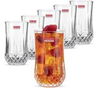 Drinking Glasses Set of 6 Crystal Clear Tall Water Glass Tumbler Highball Cocktail Glasses for Wine, Whiskey, Juice,Gin and Other Beverages (350ml)