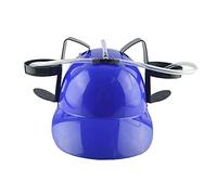 Drinking Helmet with Adjustable Strap and Twin Soda Can Holder Creative Hands Free Beer Hat for Parties Festivals and Stag Do Lightweight Novelty Drinking Accessory One Size Fits Most (Blue)