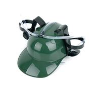 Drinking Helmet with Adjustable Strap and Twin Soda Can Holder Creative Hands Free Beer Hat for Parties Festivals and Stag Do Lightweight Novelty Drinking Accessory One Size Fits Most (Green)