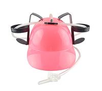 Drinking Helmet with Adjustable Strap and Twin Soda Can Holder Creative Hands Free Beer Hat for Parties Festivals and Stag Do Lightweight Novelty Drinking Accessory One Size Fits Most (Pink)