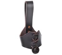 Drinking horn holder belt attachment made from leather for drinking from 0.4L brown - medieval viking LARP mead.