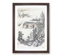 Drinking in The Bamboo Garden by Luo Ping Framed Print | A2 Walnut Framed Wall Art | Ready to Hang | Modern Floral Picture | Living Room Bedroom Lounge Office