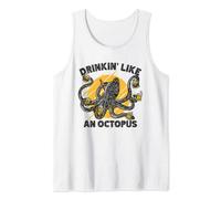 Drinking Like An Octopus Funny Drinking Beer Tank Top