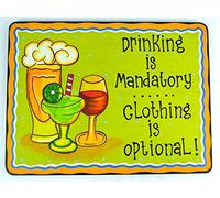 Drinking Mandatory Clothing Optional Nude Beach Metal Sign 8X12 Inch