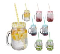 Drinking mason jar glasses with straws Colourful Beverage Jars Iced Tea Mugs
