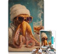 Drinking Octopus Adult Puzzles 1000 Pieces,Help The Brain Exercise Addictive Toys to Cultivate Patience Parent-child Interaction (38x26cm)
