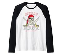 Drinking Rum Before Noon Makes You A Pirate Distressed Funny Raglan Baseball Tee