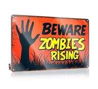 Drinking Signs Funny Beware: Zombies Rising Tin Sign Tin Signs For Bar Metal Signs For Man Cave(20X30CM)