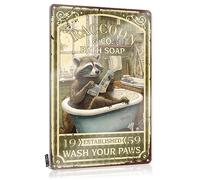 Drinking Signs Funny Raccoon Bath Soap Wash Your Paws Tin Sign Cubicle Decorvintage Coffee Signkitchen Sets For Home Decorationsdesk Accessories For Women Vintage Metal Tin Sign Tin Sign Wall Decor (