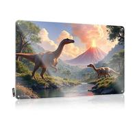 Drinking Signs Funny Two Dinosaurs Stand Near A River With An Erupting Volcano In The Background Tin Sign Metal Home Sign Funny Vintage Metal Sign(30X40CM)