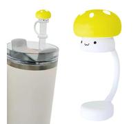 Drinking Straw Covers - Mushroom Silicone Drinking Tips Lids,Portable Silicone Straw Topper, Cartoon Tips Cover for Children