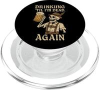 Drinking Til I'm Dead Again Skeleton Beer Mug PopSockets PopGrip for MagSafe