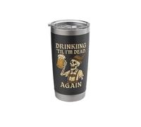 Drinking Til I'm Dead Again Skeleton Beer Mug Stainless Steel Insulated Tumbler