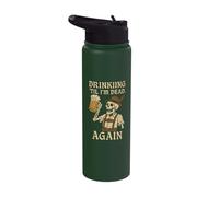 Drinking Til I'm Dead Again Skeleton Beer Mug Stainless Steel Insulated Water Bottle