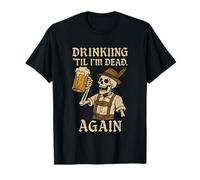 Drinking Til I'm Dead Again Skeleton Beer Mug T-Shirt
