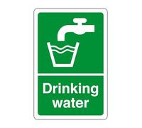 Drinking water - safety sign - 1.2mm Rigid plastic for indoor/outdoor usage (400mm x 300mm) Viewing Distance within 14m.