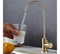 Drinking Water Tap, Single Lever Handle Filtration Tap Stainless Steel Direct Drinking Water Purifier Filter Tap for Small Kitchen, Limited Counter Area, Under Sink Water Filter System (Gold)