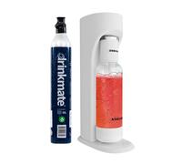 Drinkmate Sparkling Cocktail Mocktail Wine Juices and Water Maker, Carbonates Any Drink with Push-Button Simplicity, with 1L bottle and 60 Litre CO2 cylinder, Classic White