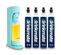 Drinkmate OmniFizz Sparkling Beverage Maker, Arctic Blue | Carbonates Any Drink with Push-Button Simplicity, Comes With 1L Bottle & 4x 60L CO2 Cylinder