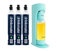 Drinkmate OmniFizz Sparkling Beverage Maker, Arctic Blue | Carbonates Any Drink with Push-Button Simplicity, Comes With 1L Bottle & 3x 60L CO2 Cylinder