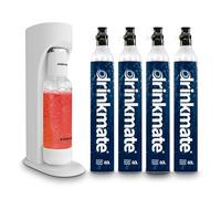 Drinkmate OmniFizz Sparkling Beverage Maker, Classic White | Carbonates Any Drink with Push-Button Simplicity, Comes With 1L Bottle & 4x 60L CO2 Cylinder