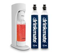 Drinkmate OmniFizz Sparkling Beverage Maker, Classic White | Carbonates Any Drink with Push-Button Simplicity, Comes With 1L Bottle & 2x 60L CO2 Cylinder