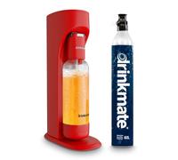 Drinkmate OmniFizz Sparkling Cocktail Mocktail Wine Juices and Water Maker, Carbonates Any Drink with Push-Button Simplicity, with 1L bottle and 60 Litre CO2 cylinder, Royal Red